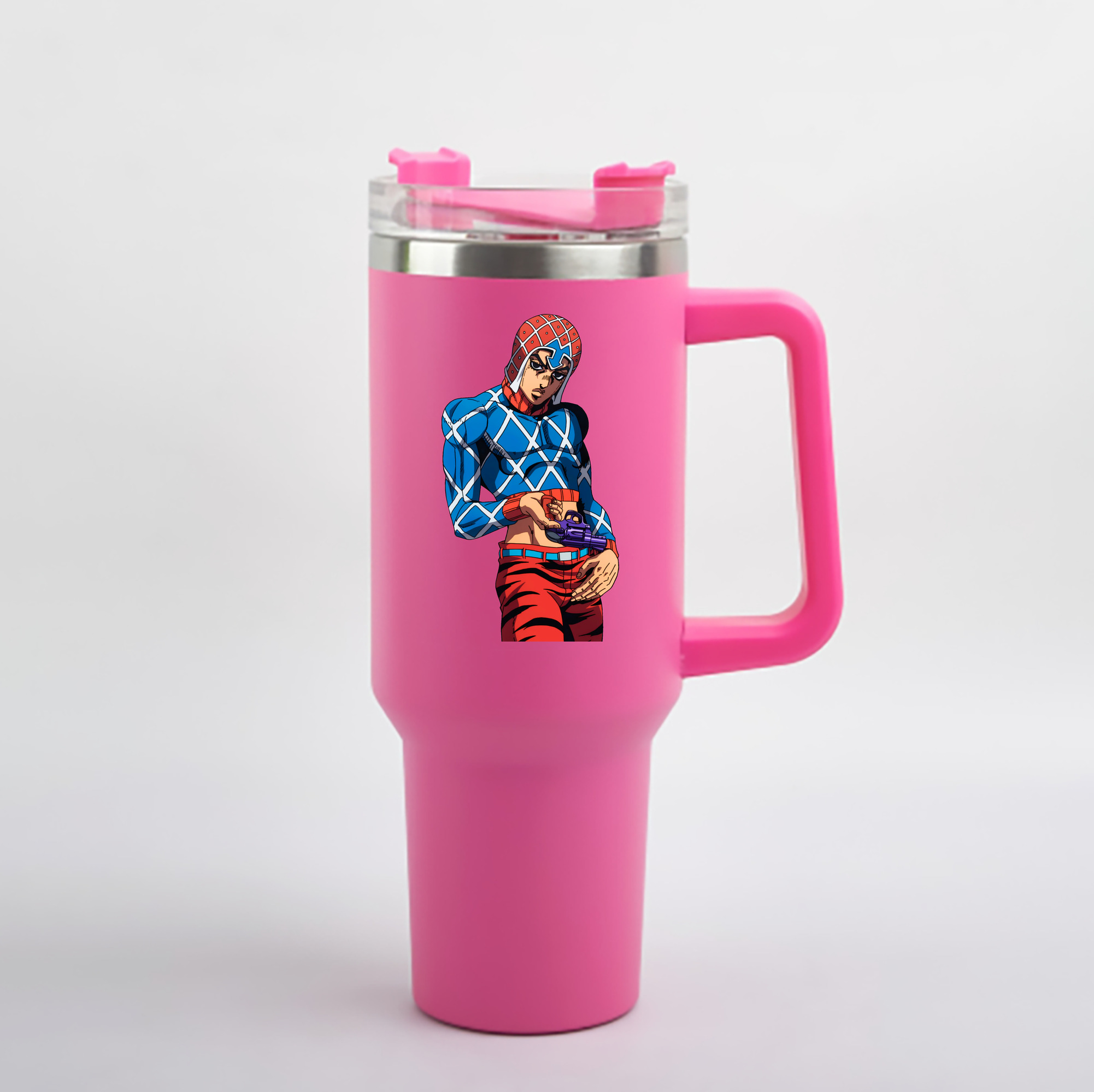 （画像用） ジョジョの奇妙な冒険 グイード?ミスタ JoJo's Bizarre Adventure Guido Mista 1200mL車用タンブラー - クリスタルステッカー（プラスチックストロー付き）